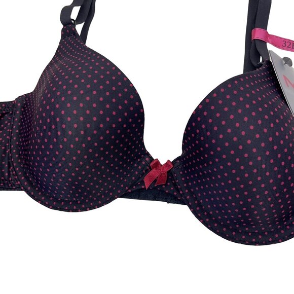 MAIDENFORM Women Demi Coverage T-Shirt Bra SIZE 32B BLACK-PINK Polka dot- NWT - Picture 3 of 13